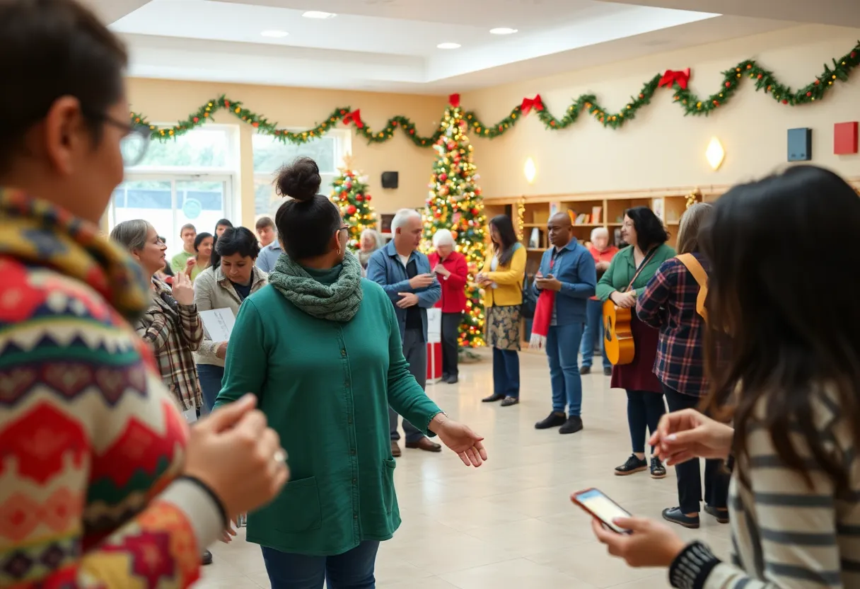Community gathering at South Dallas Cultural Center with festive activities