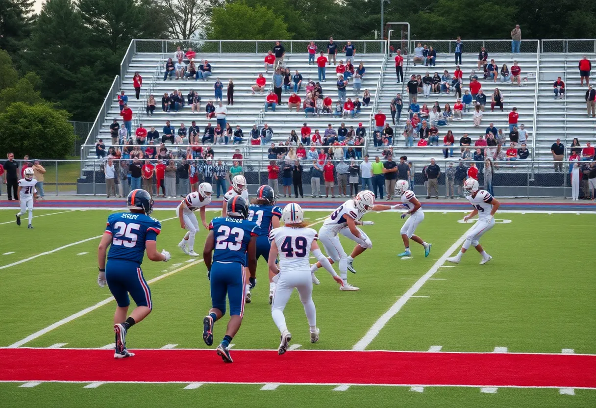 Southlake Carroll Dragons football team playing against Lewisville Hebron Hawks
