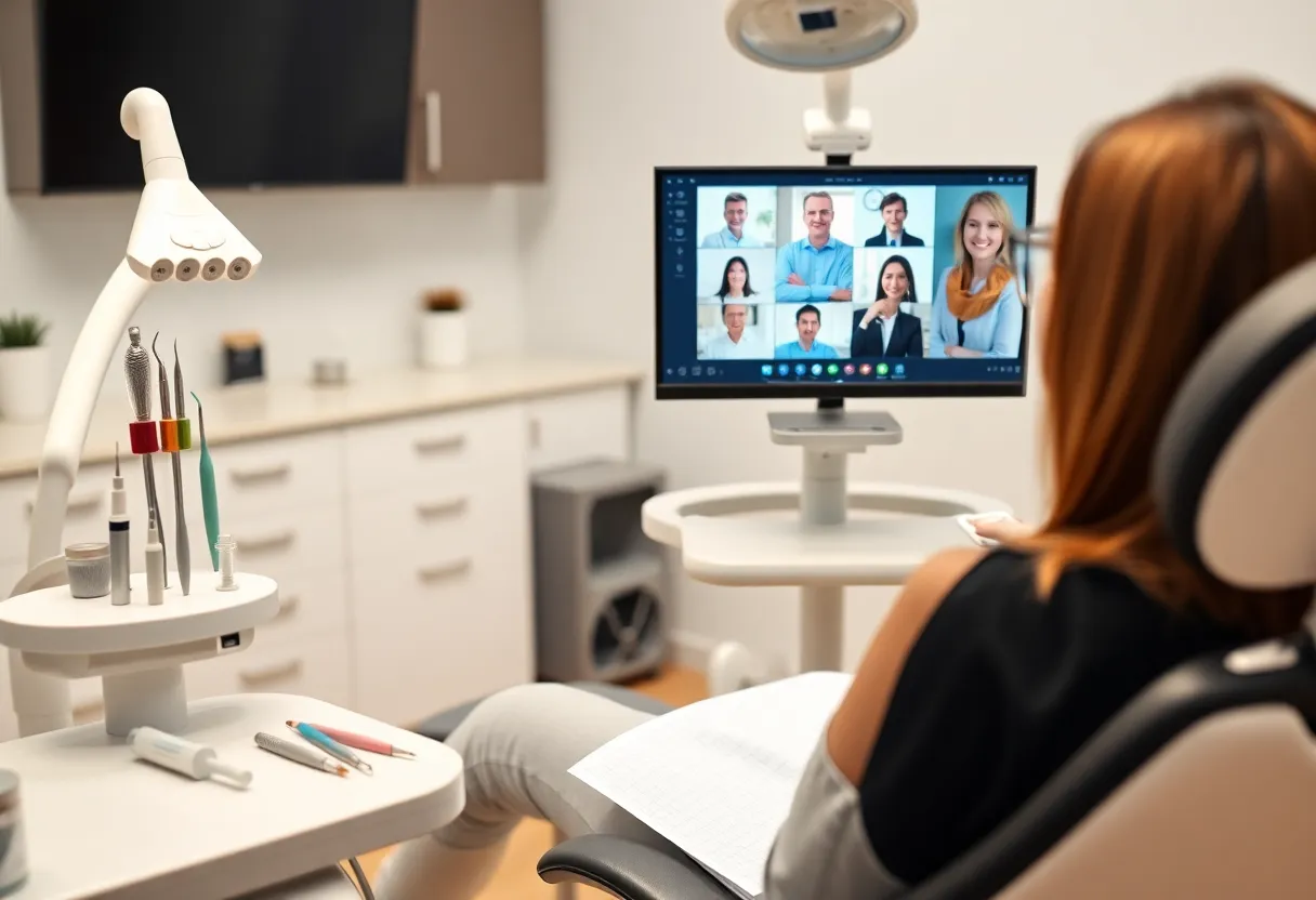 Virtual dental consultation setup in a dental office