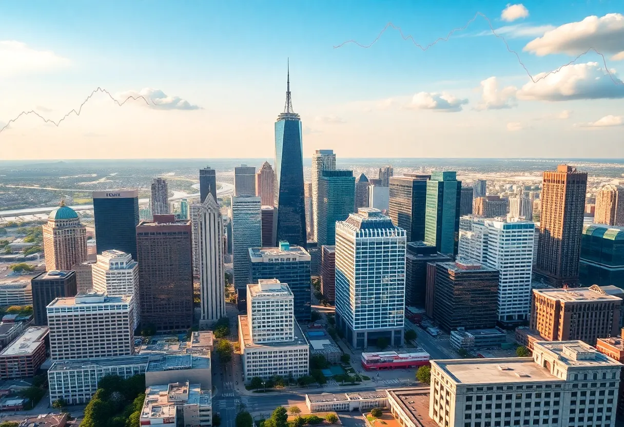 Aerial view of Texas city skylines representing financial transparency
