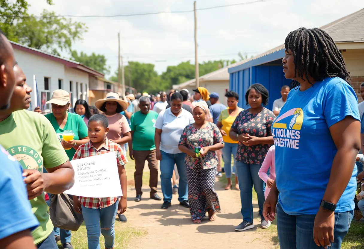 Community members in Texas engaging in activities to support essential workers and promote affordable housing.