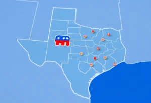 Political map of Texas showing congressional districts