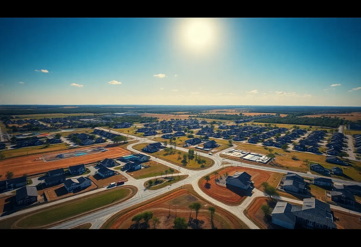Construction site of a large real estate development project in Texas.