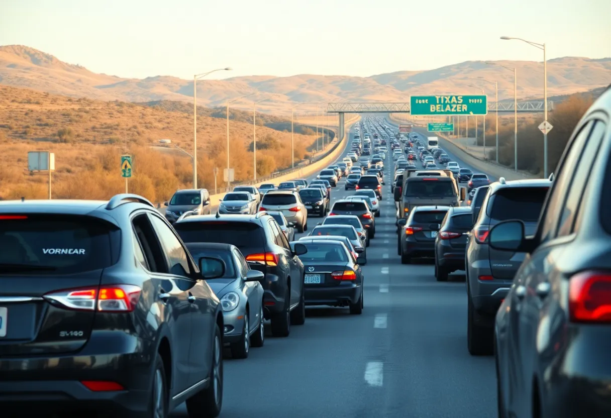 Traffic on Texas highways during the holiday season