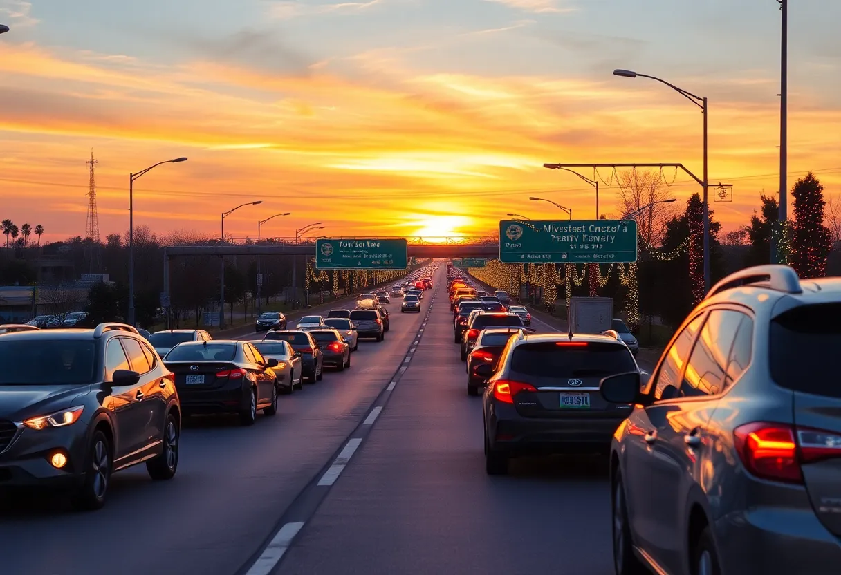 Busy Texas highway during holiday season