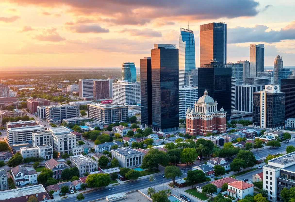 A collage of San Antonio, Dallas, Austin, and Houston highlighting the real estate market