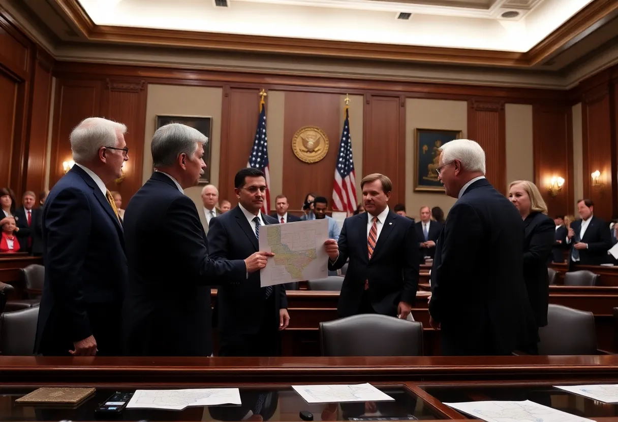 Legislators discussing Texas congressional maps redistricting