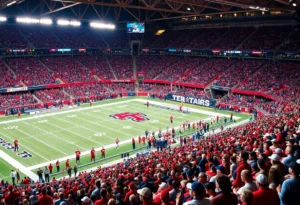 Fans cheering at Texas Tech football game