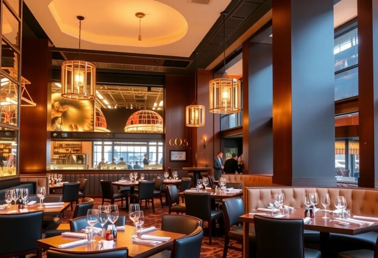 Dining area of The Henry restaurant showcasing Gatsby-era elegance