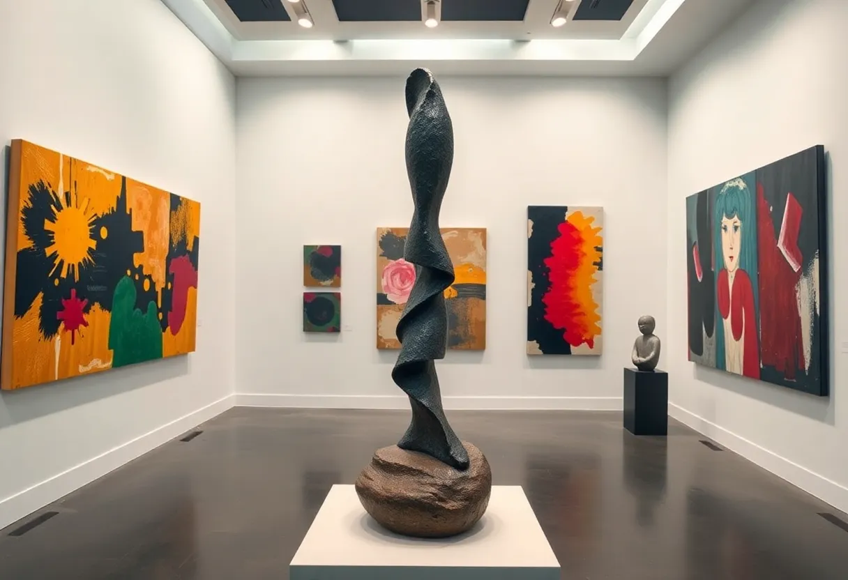 Contemporary art pieces displayed at The Precarious Balance exhibition