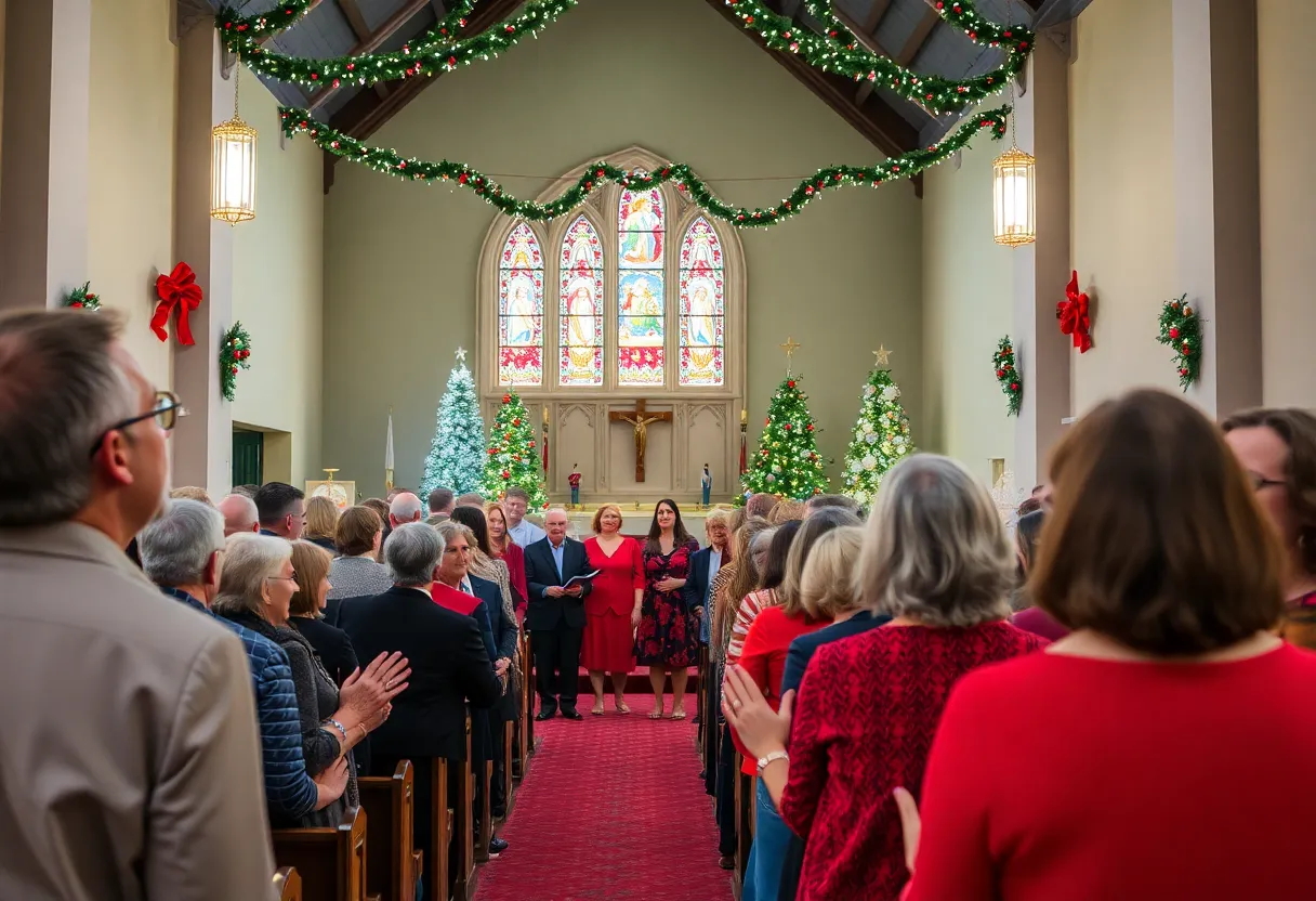 A choir performing at the Unity Church of Dallas Christmas celebration.