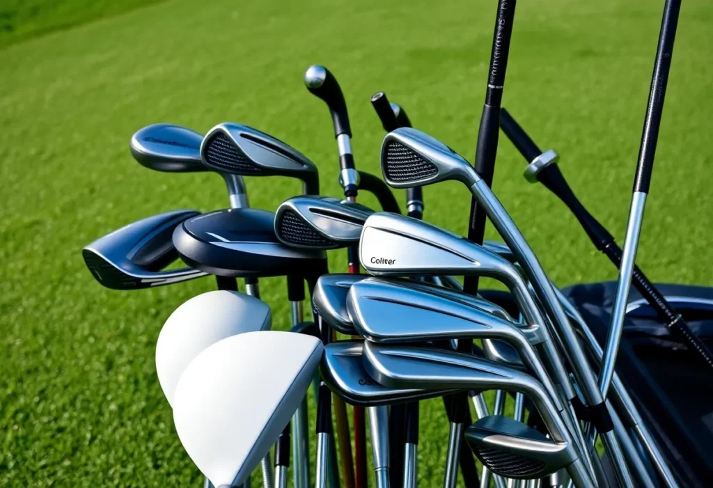 Display of top golf clubs from the 21st century on a golf course