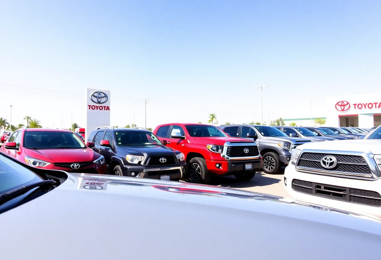 Toyota vehicles on display showcasing reliability