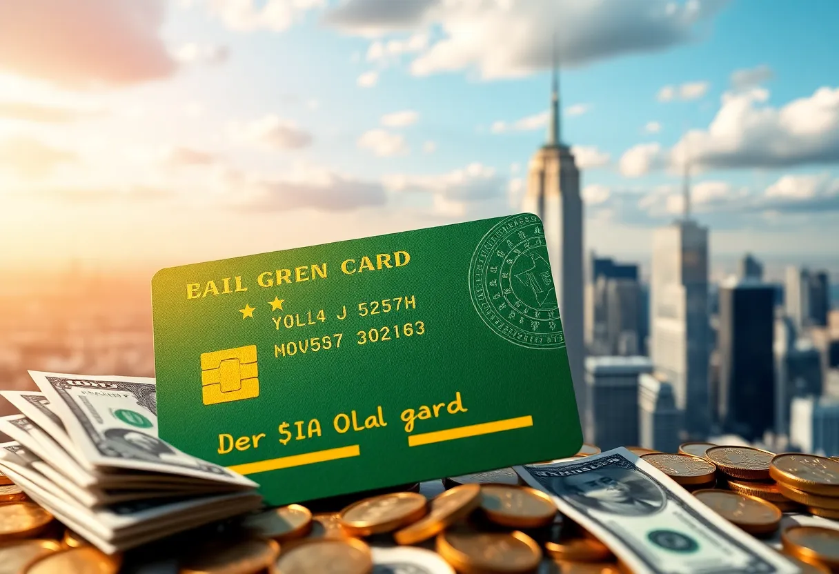 Conceptual image of the Gold Card Visa Program symbolizing wealth and immigration.
