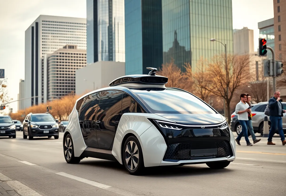 Self-driving Uber robotaxi in downtown Dallas