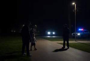 Police presence in a park during an undercover operation