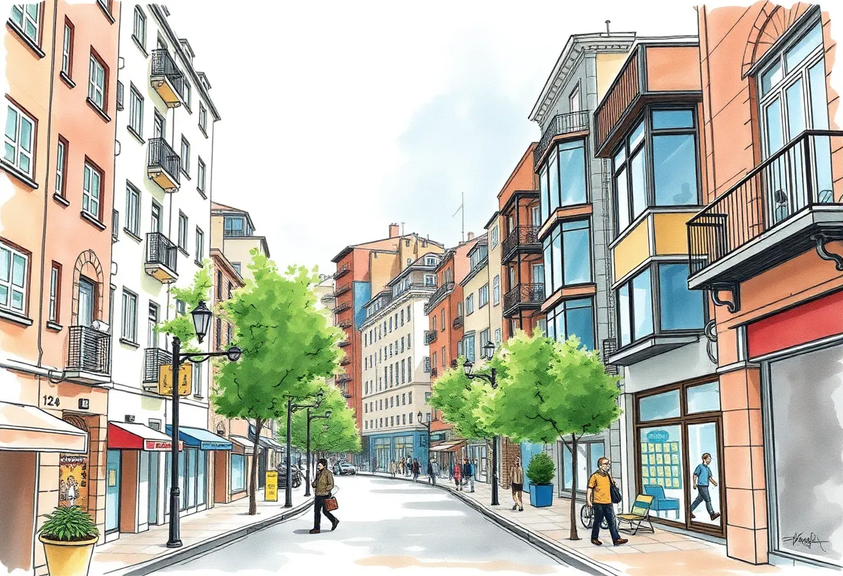 Artwork from the Unseen Narratives exhibition depicting urban landscapes