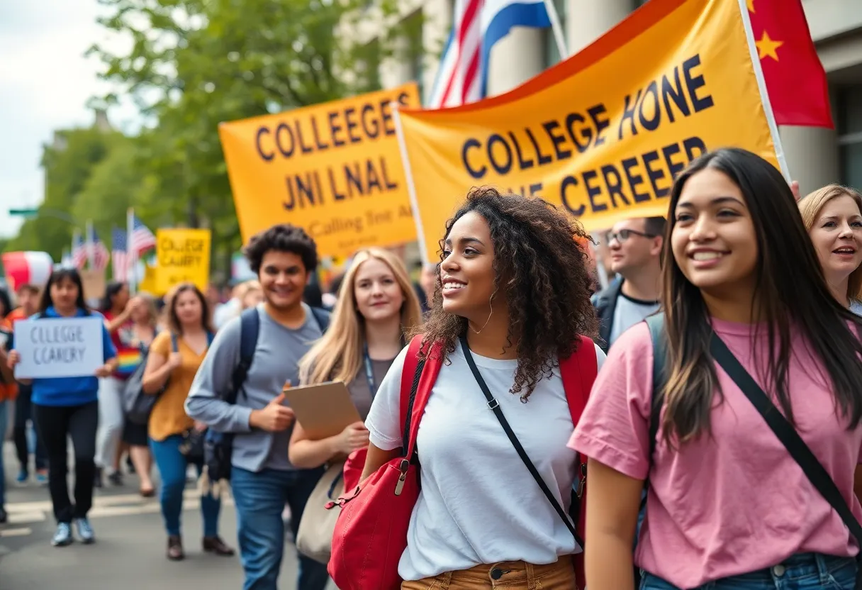 Students at Uplift Education's College and Career March in Dallas