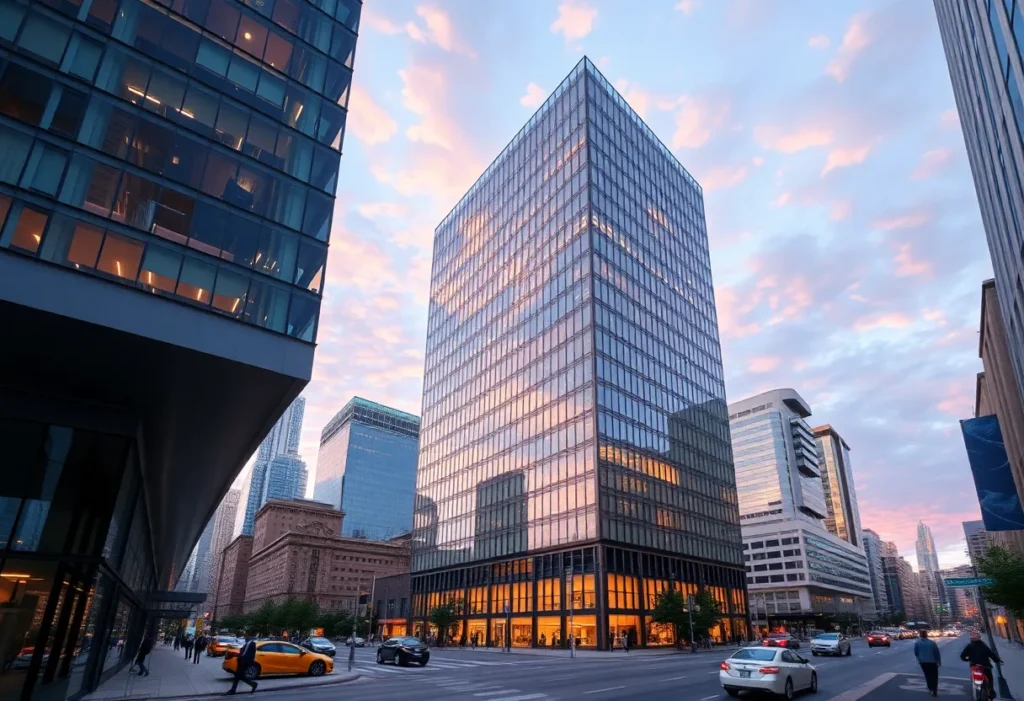 Modern office tower located at 2100 McKinney Ave, Uptown Dallas