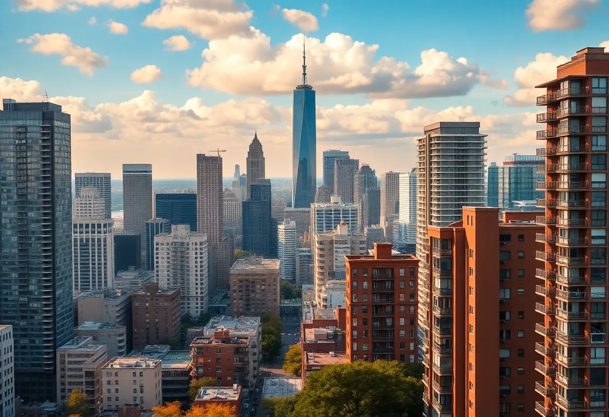 Aerial view of an urban area emphasizing residential and commercial real estate growth.