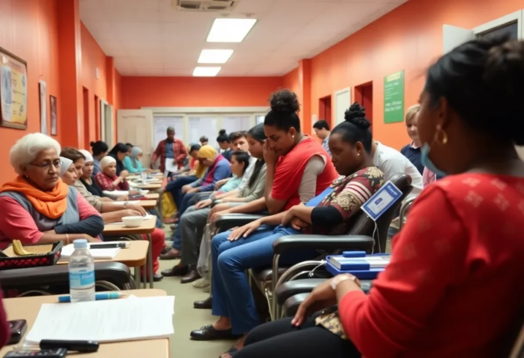 People donating blood at a blood donation center in Dallas