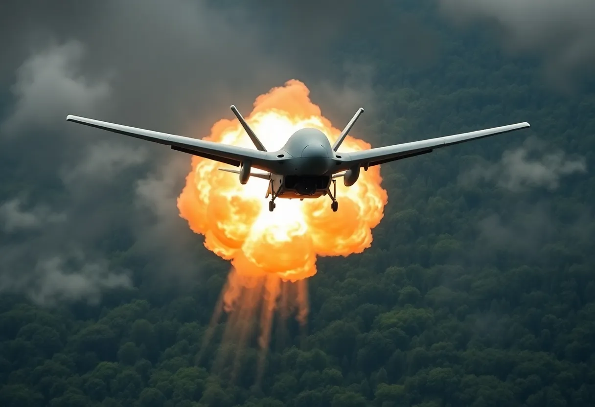 A military airstrike taking place in a forest region of Nigeria