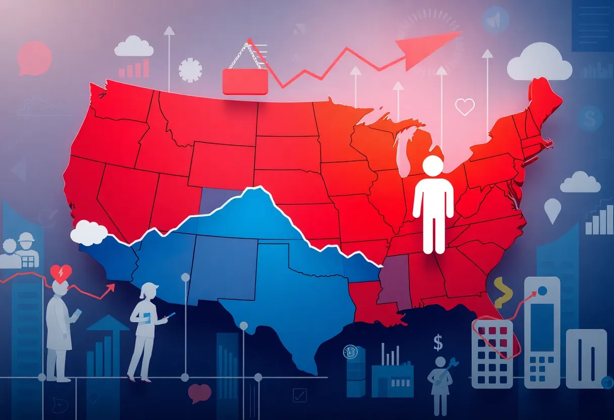 Visual representation of U.S. economy trends related to job growth and unemployment.
