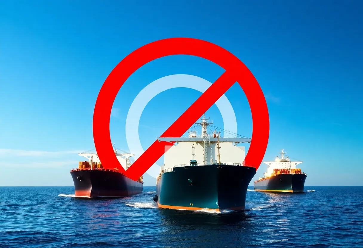 Oil tankers under blockade signifying geopolitical tensions