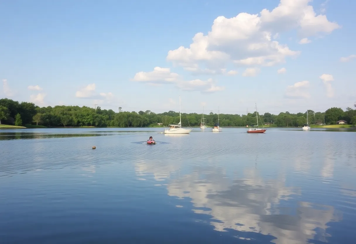 Serene view of Vilbig Lake in Irving