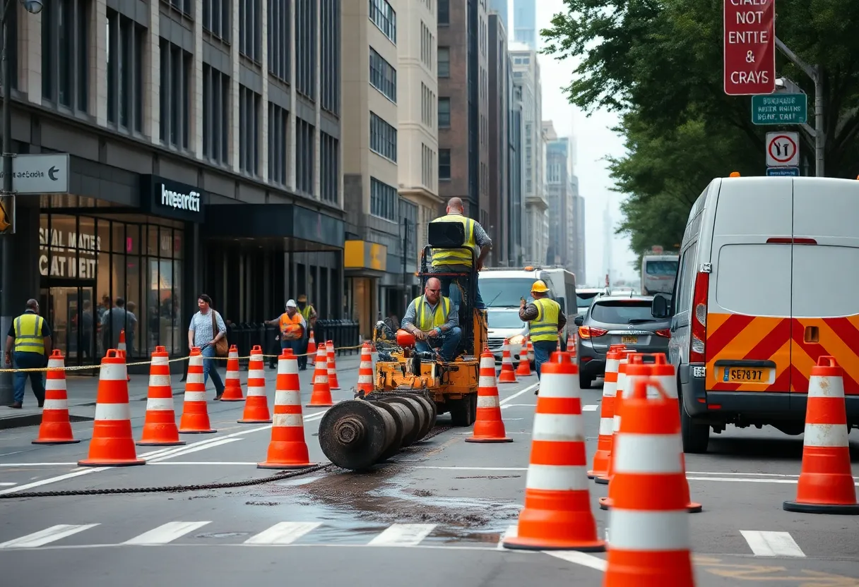 Repair crews working on a water main break on Mockingbird Lane in Dallas.