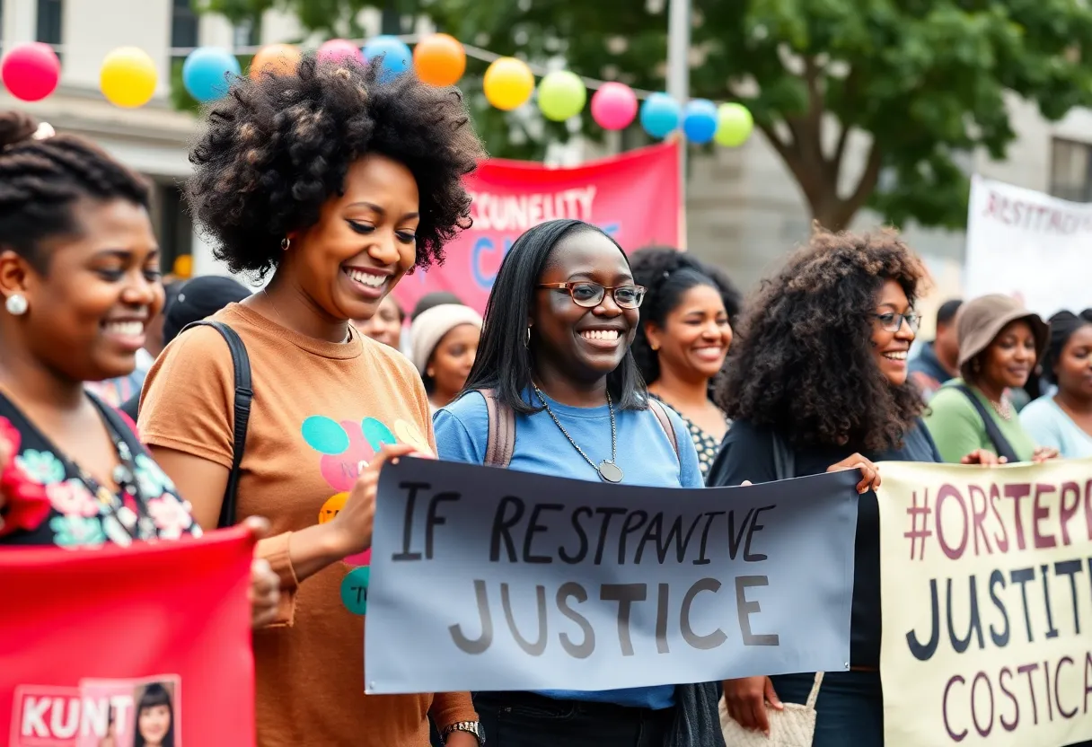 Celebration of West Dallas Community Court's anniversary with community members participating in activities.