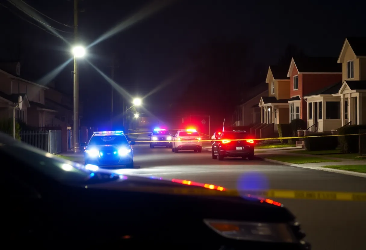 Police cars at a shooting scene in West Oak Cliff