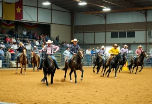 Contestants competing in the WRCA World Championship Ranch Rodeo.