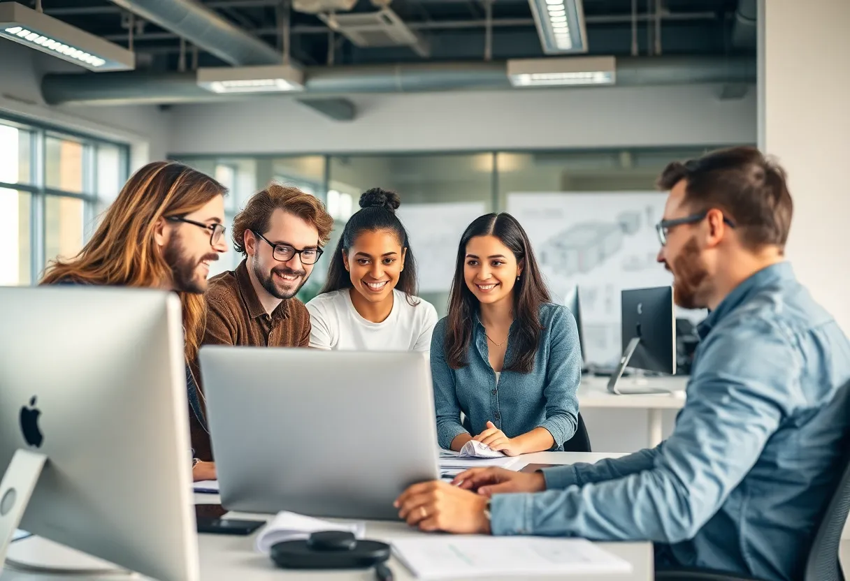 Team of web designers working on AI-driven projects