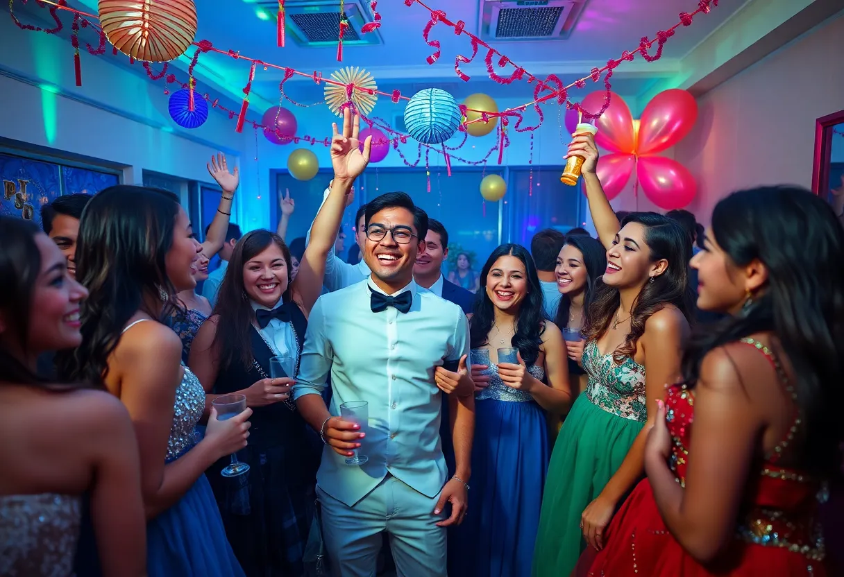 Students at an alcohol-free prom celebration