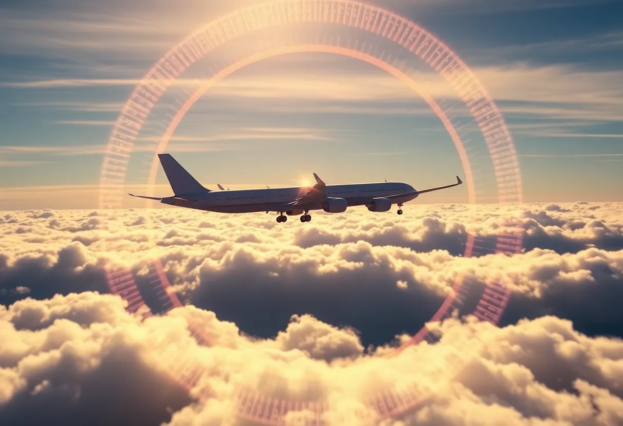 An airplane in the sky representing American Airlines free Wi-Fi service