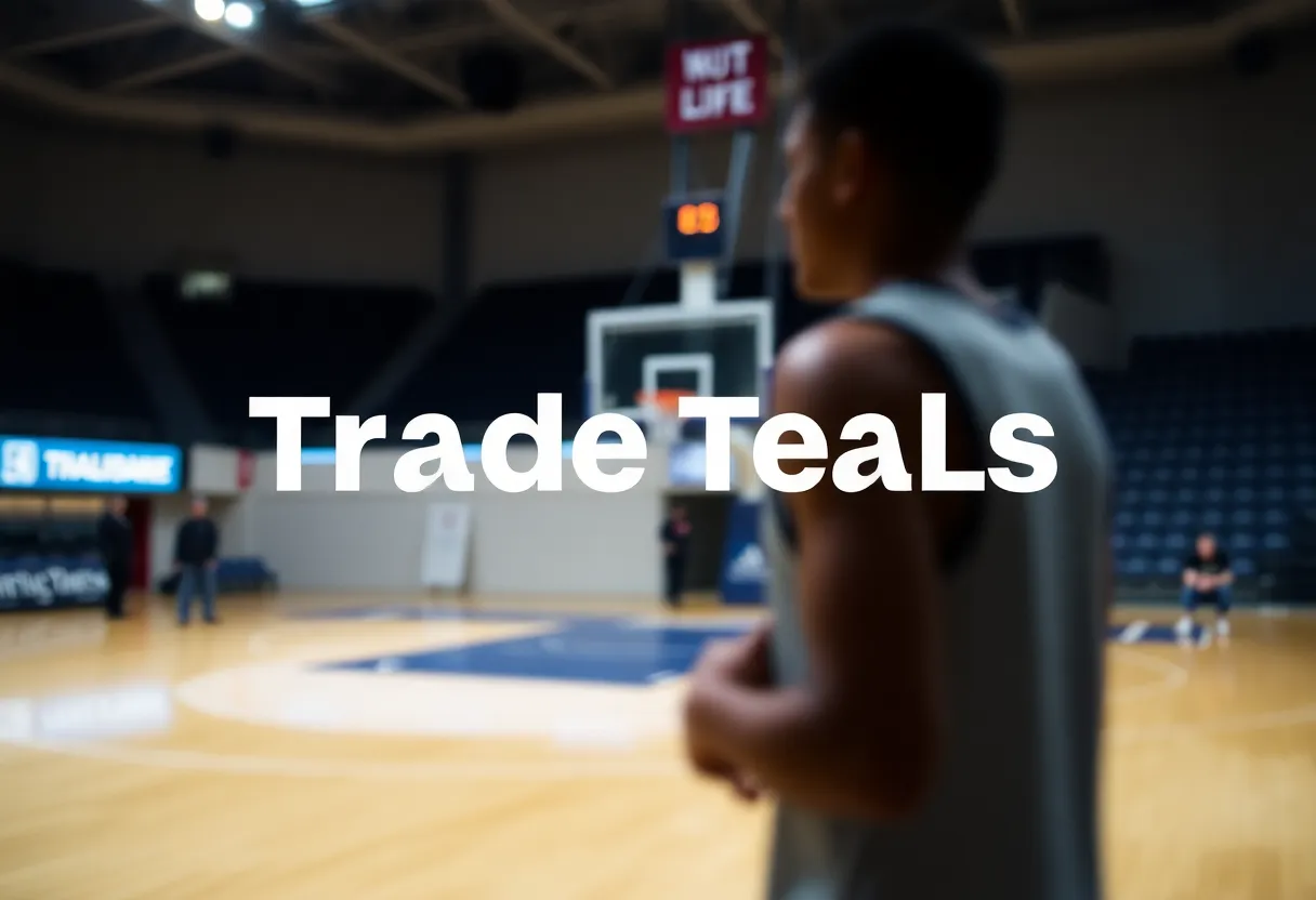 Basketball court with a silhouette, representing trade uncertainty