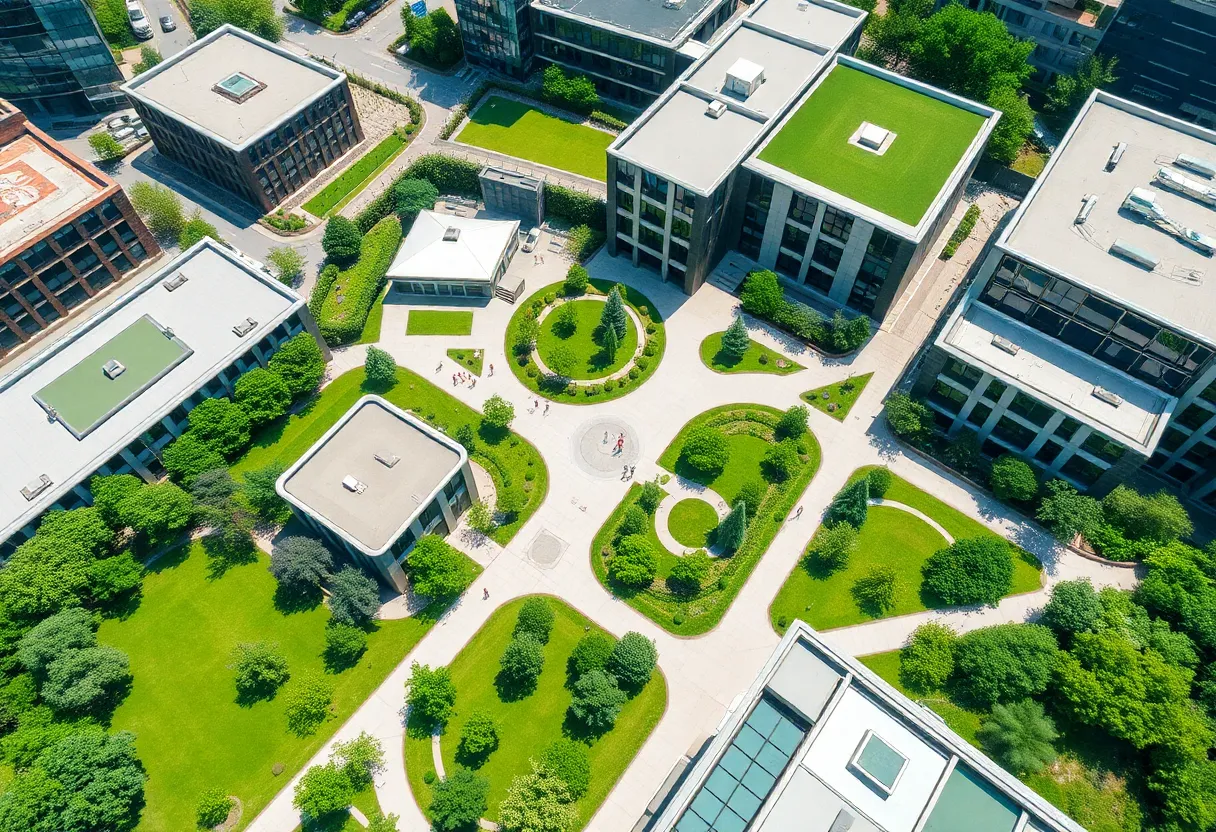 Aerial view of the new AT&T headquarters campus in Plano, Texas