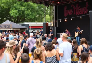Crowd enjoying local music at the Austin Free Week Festival