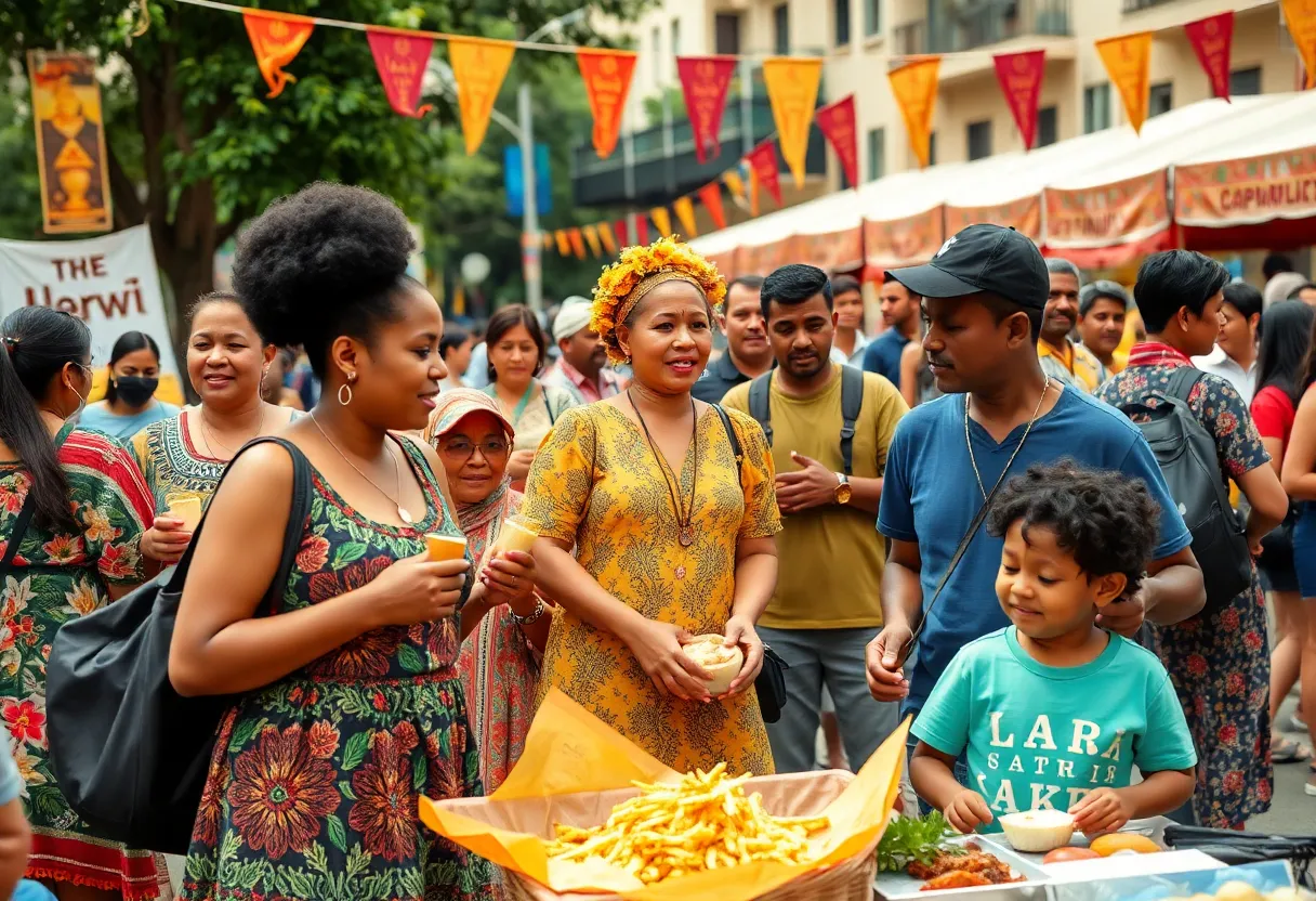 A lively gathering celebrating Black History Month in Dallas, featuring families and cultural displays.