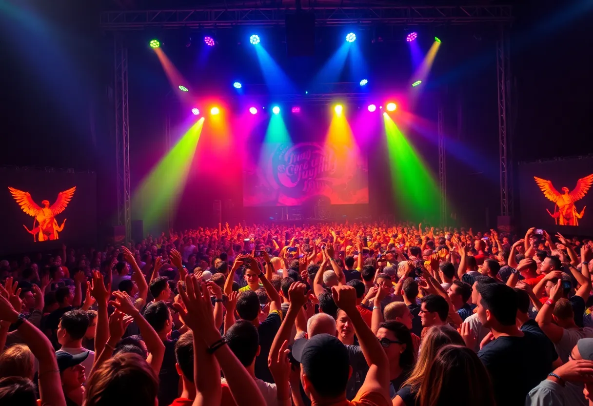 Crowd enjoying a BTS concert at AT&T Stadium