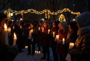 Candlelight vigil in support of domestic violence victims during the holiday season.