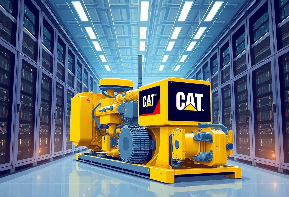 Caterpillar machinery used for power generation in AI data centers