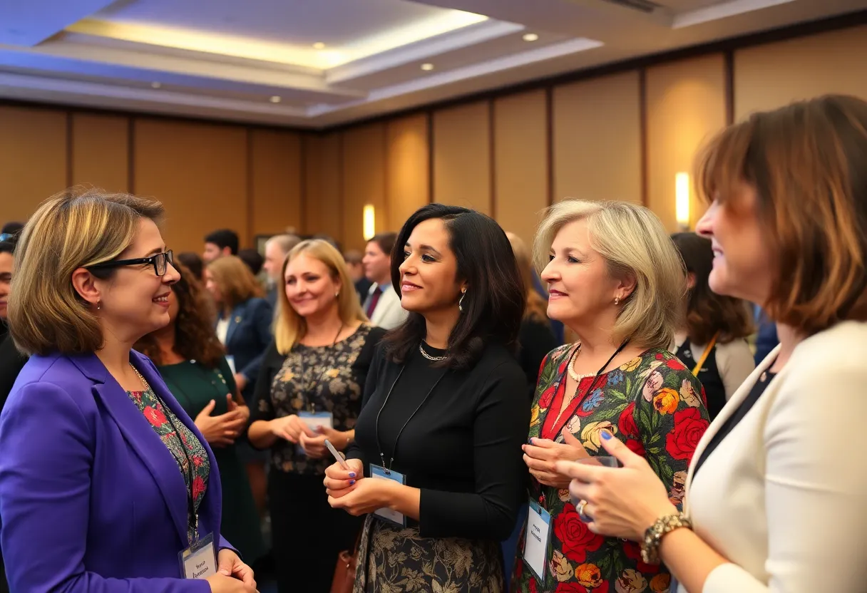 Event honoring women's leadership in Dallas with attendees networking.