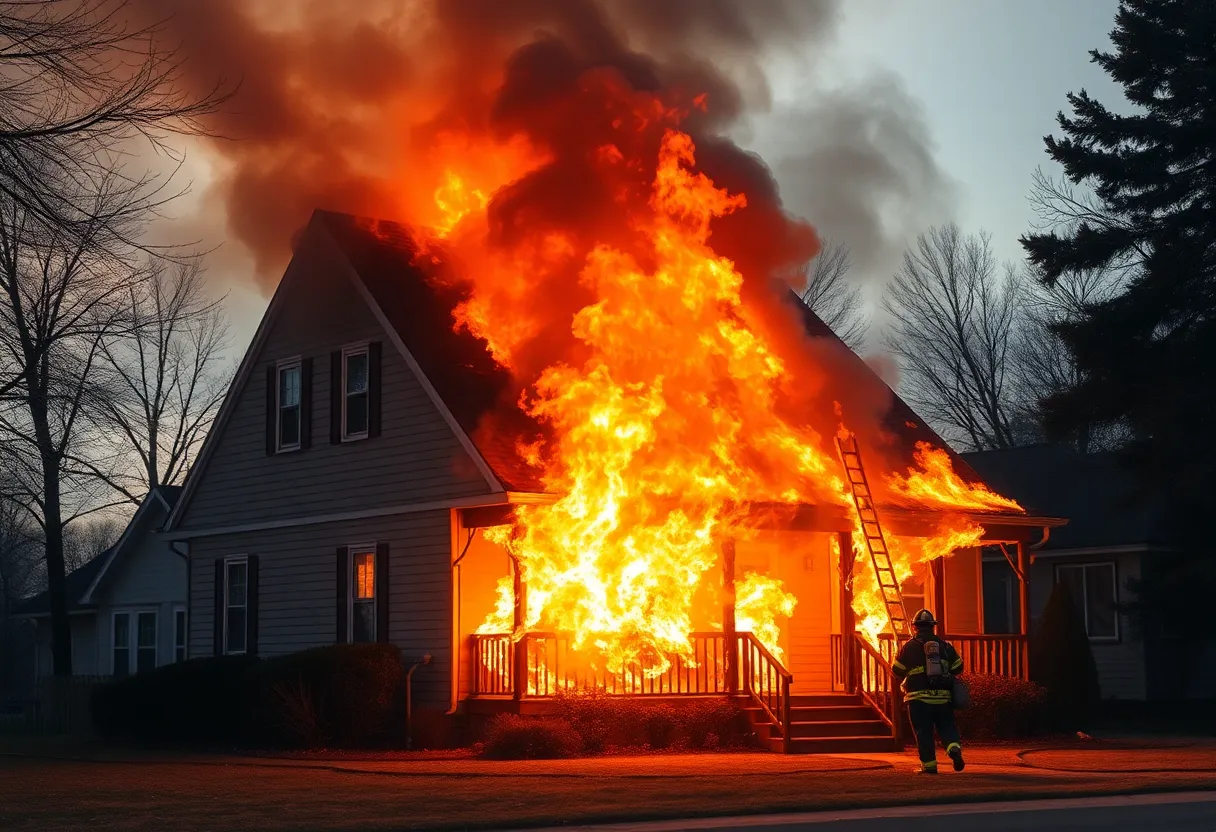 Firefighters responding to a house fire in Colleyville, Texas.