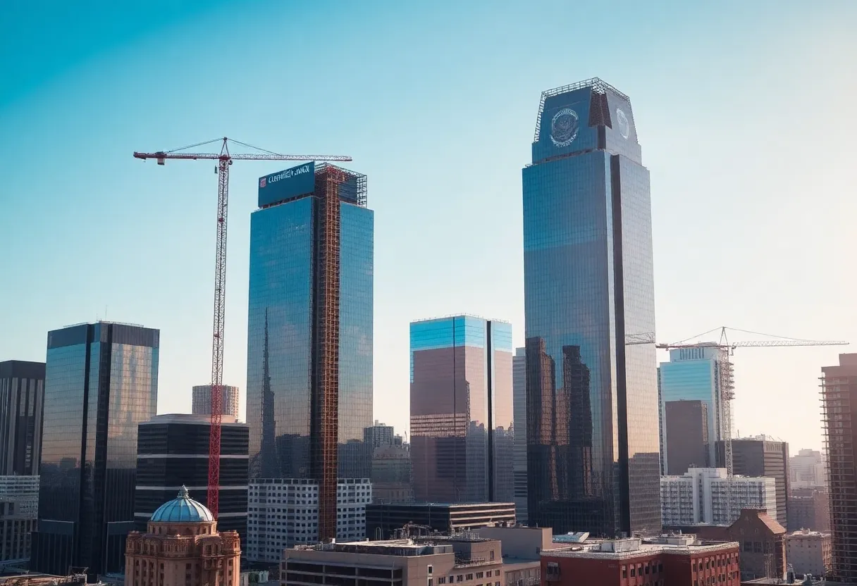 Comerica Bank Tower in downtown Dallas skyline