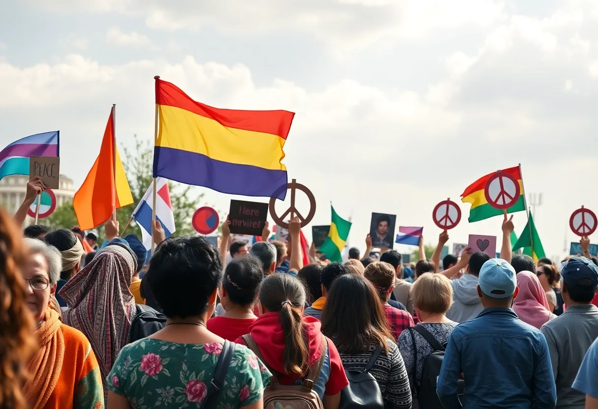 Community gathering promoting peace and understanding