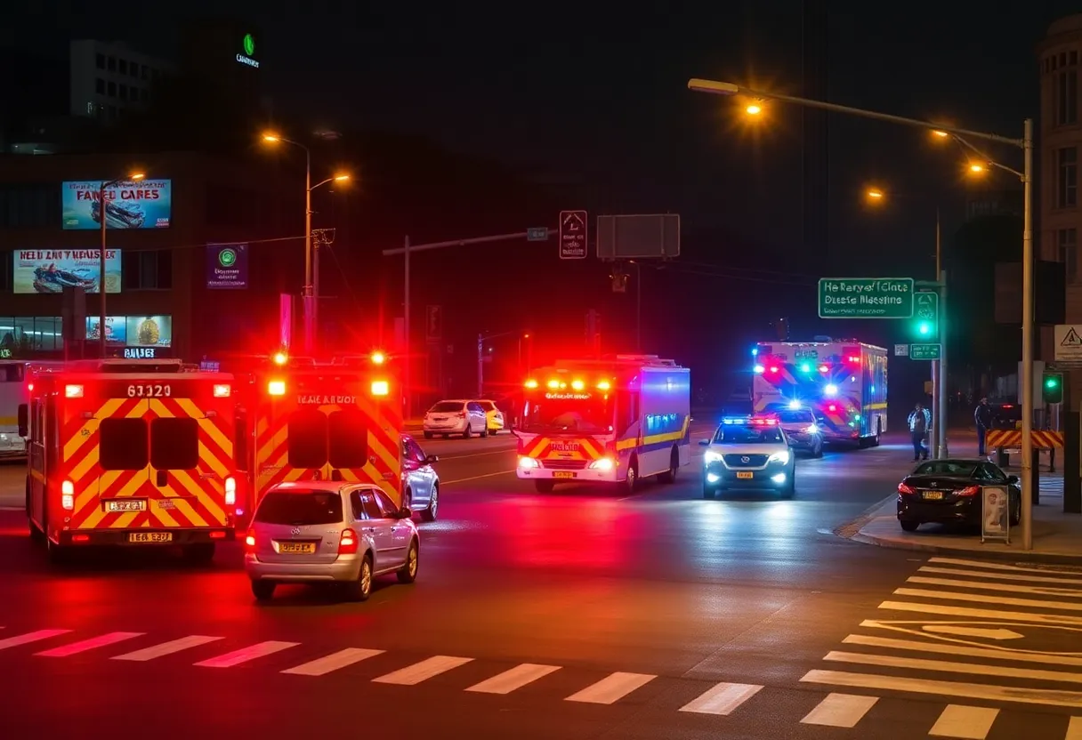 Emergency vehicles at a vehicle accident scene in East Dallas