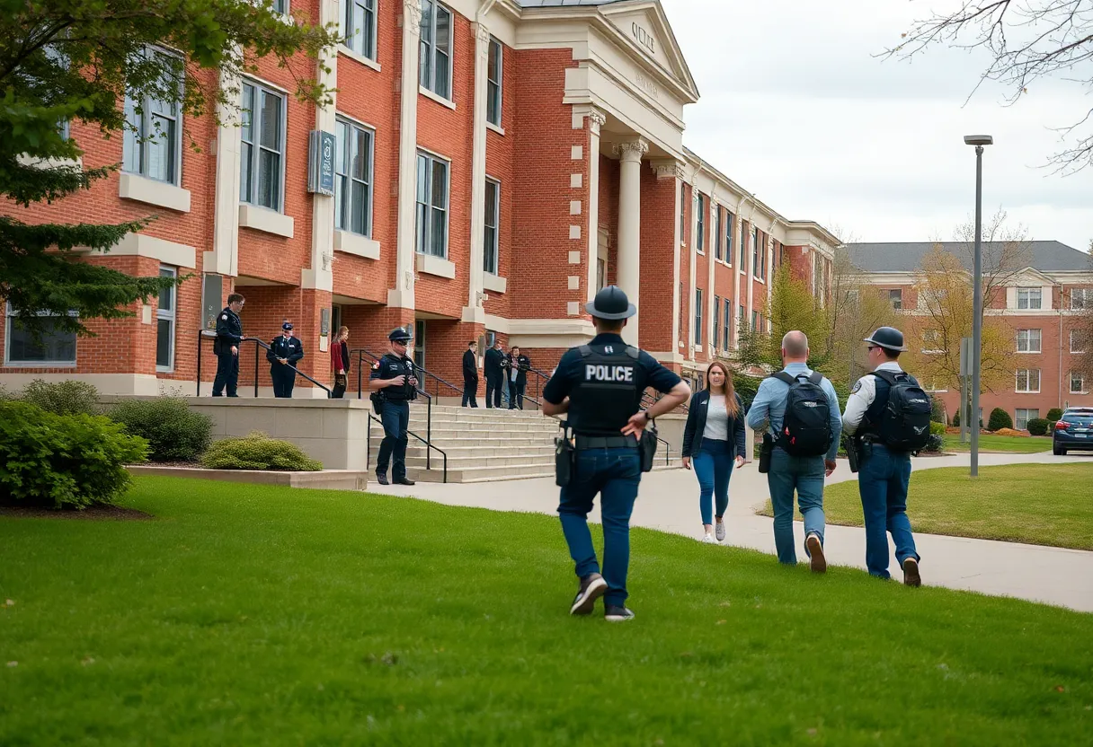 Campus evacuation at Dallas Baptist University with police presence