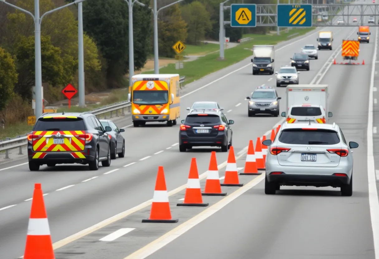 Scene of a car crash on the President George Bush Turnpike in Dallas